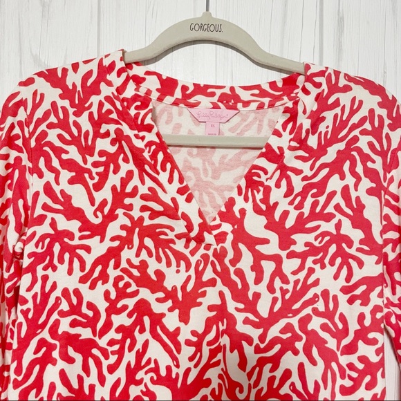 Lilly Pulitzer Odette Tunic Coral Top Size XS - Picture 4 of 7